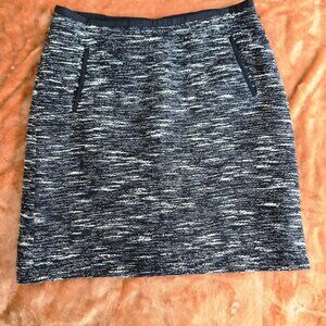 Talbots Gray Black Tweed Knit Skirt Size 8 Lined with Pockets